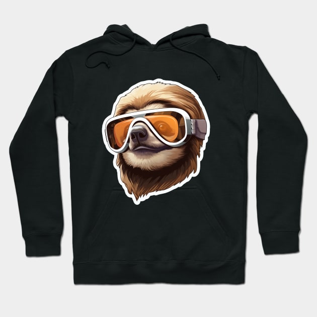 Sloth Wearing Ski Goggles Hoodie by VelvetRoom